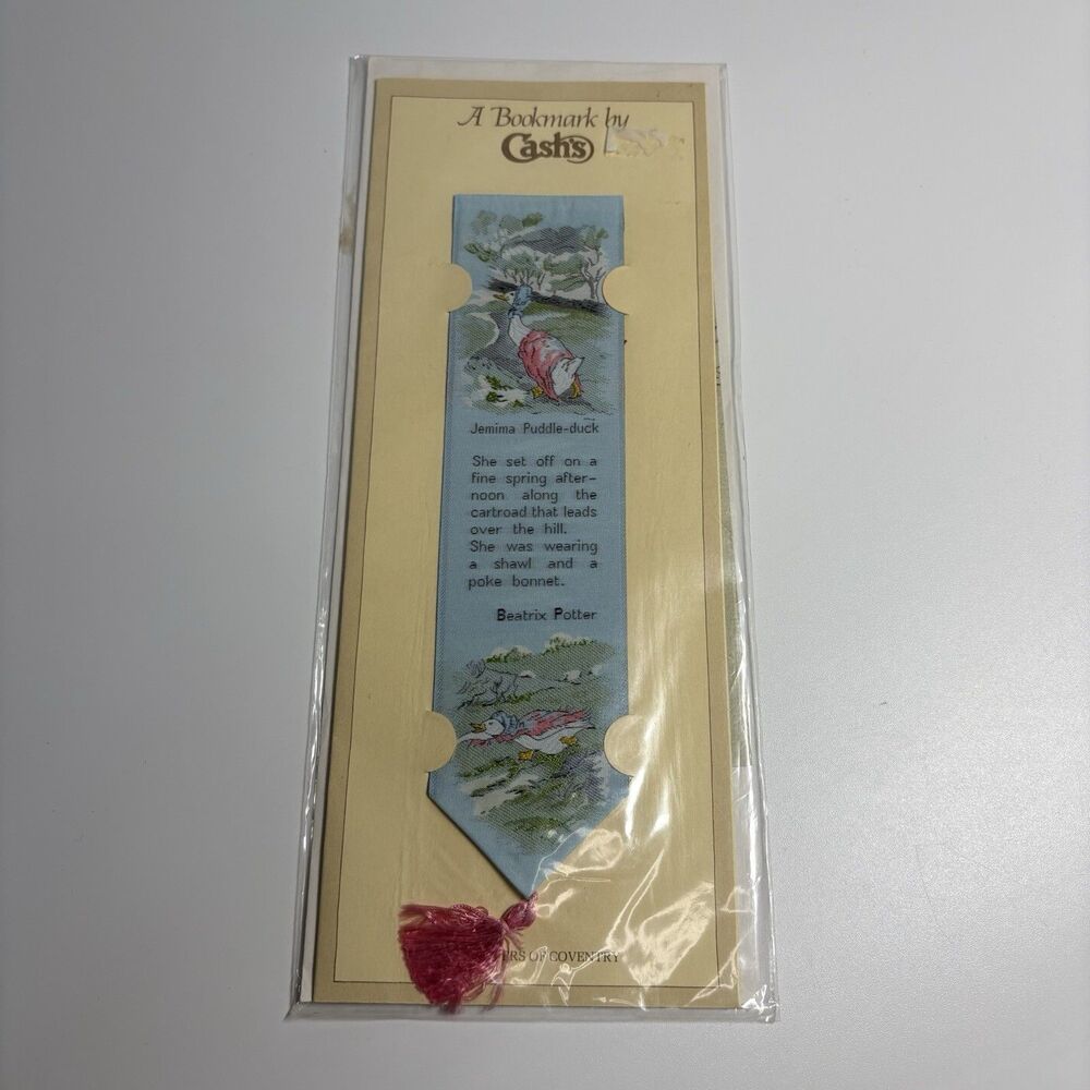 NIP Cashs Jemima Woven Silk Bookmark England Coventry Beatrix Potter Vtg